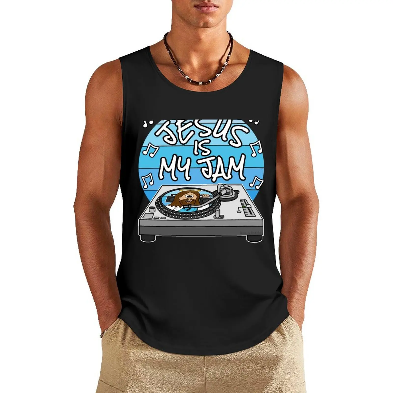 

Jesus Is My Jam Christian DJ Church Musician Tank Top gym for men Man clothes for gym