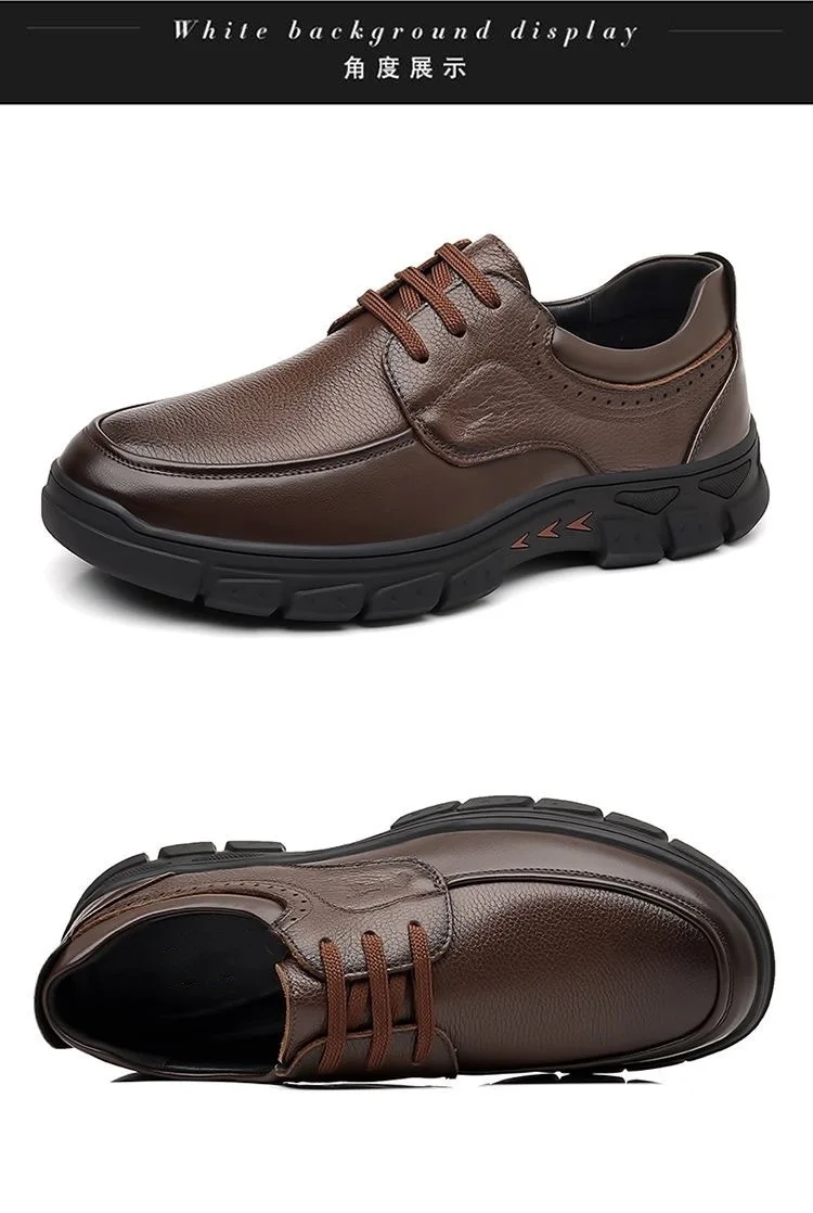Herren Business-Schuhe mit weicher Sohle, rutschfest, strapazierfähig, Schnürschuhe aus Leder im britischen Stil, lässige, trendige Vater-Schuhe – Detail 25