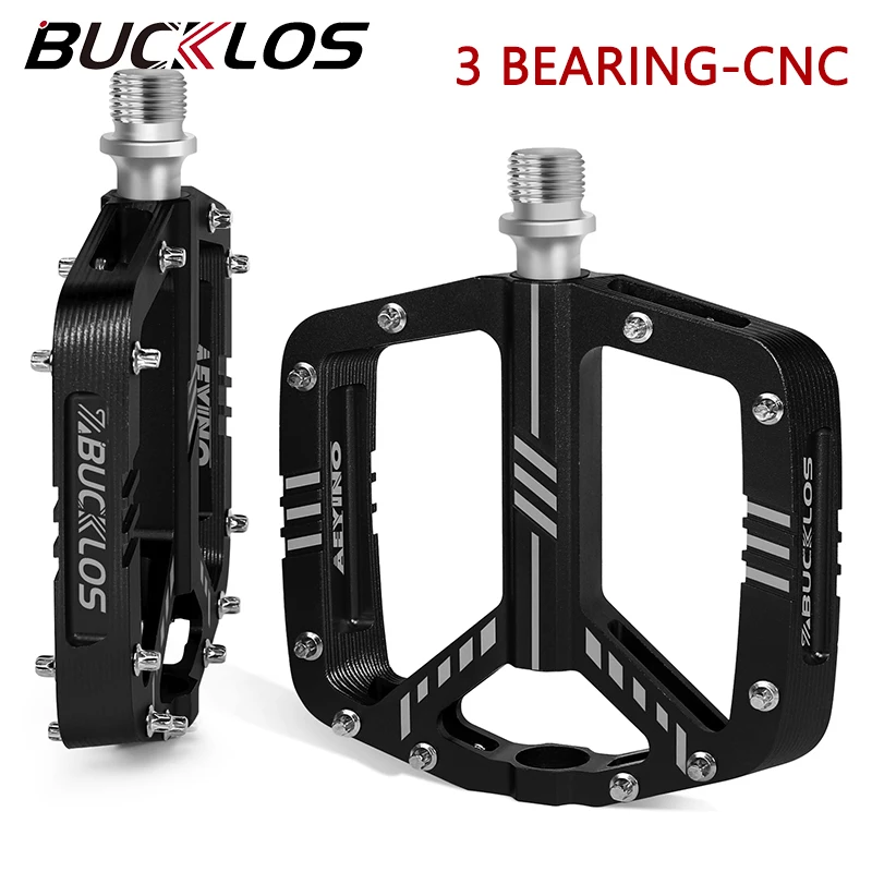 AliExpress BUCKLOS Flat Pedal Aluminum Alloy CNC Bicycle Pedal 3 Bearing Mountain Bike Pedals High Strength MTB Pedals Bike Part