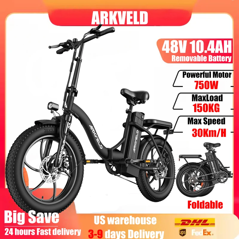 

Arkveld Lite1 Electric Bicycle 750W Removable Li-Battery Unisex City Commuter E-bike 48V10.4AH bike electric adults ebikes