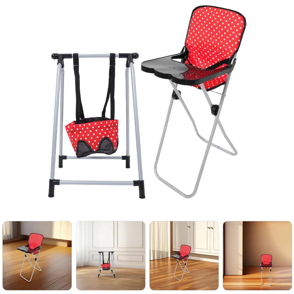 

2Pcs Baby High Chair Swing Set Realistic Accessories for Girls Role Play Pretend Play Dollhouse Furniture Collection