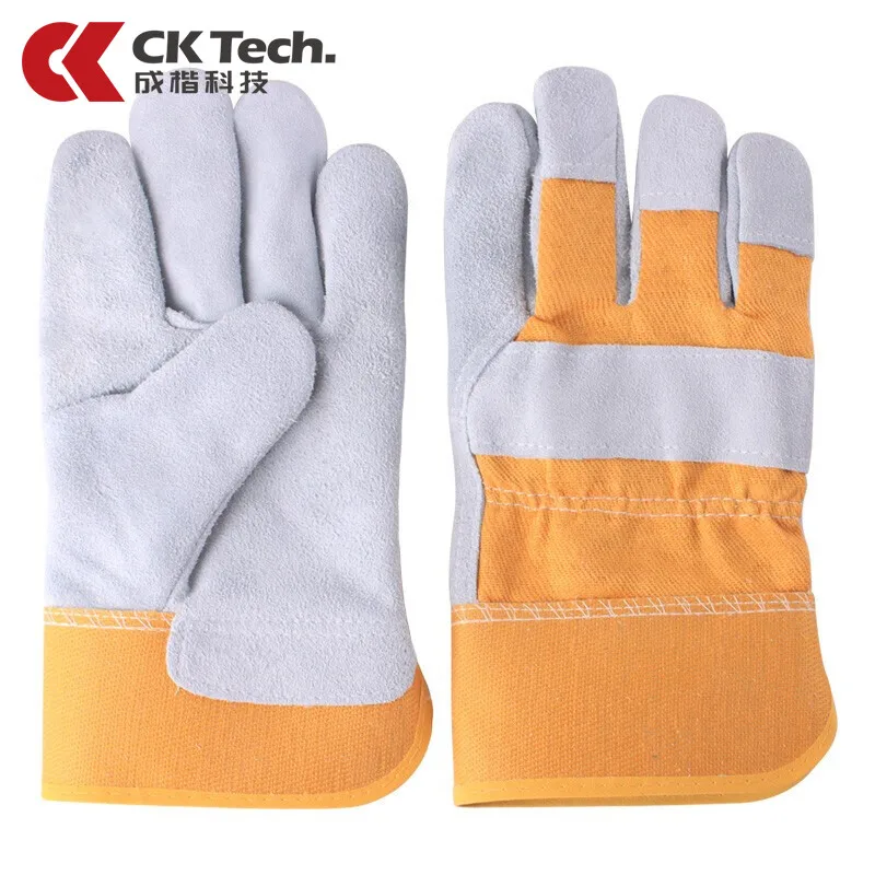 Cowhide Fabric Welding Gloves Industrial Labor Work Non-slip Gloves Heat Insulation Cooking Baking Kitchenwear Hands Protection