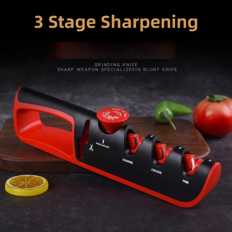 Hot-selling multifunctional manual three-stage coarse grinding and fine grinding tool sharpener, suitable for kitchen knife