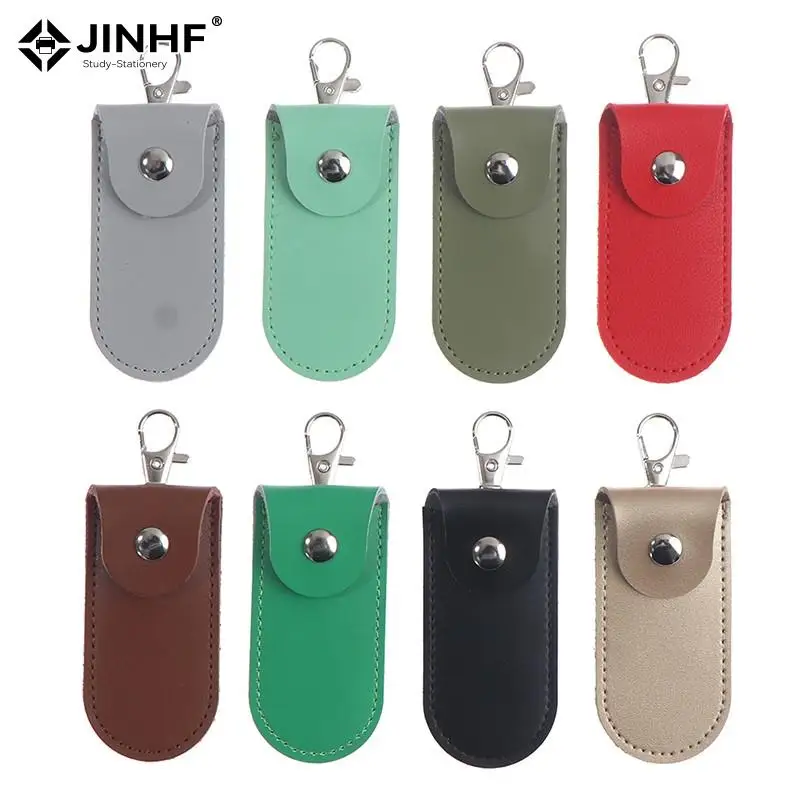 1pc Pouch Bag Case Protective Cover Leather Key Ring Holder For Usb Flash Drive Pendrive Memory Stick OTG U Disk Storage Bags