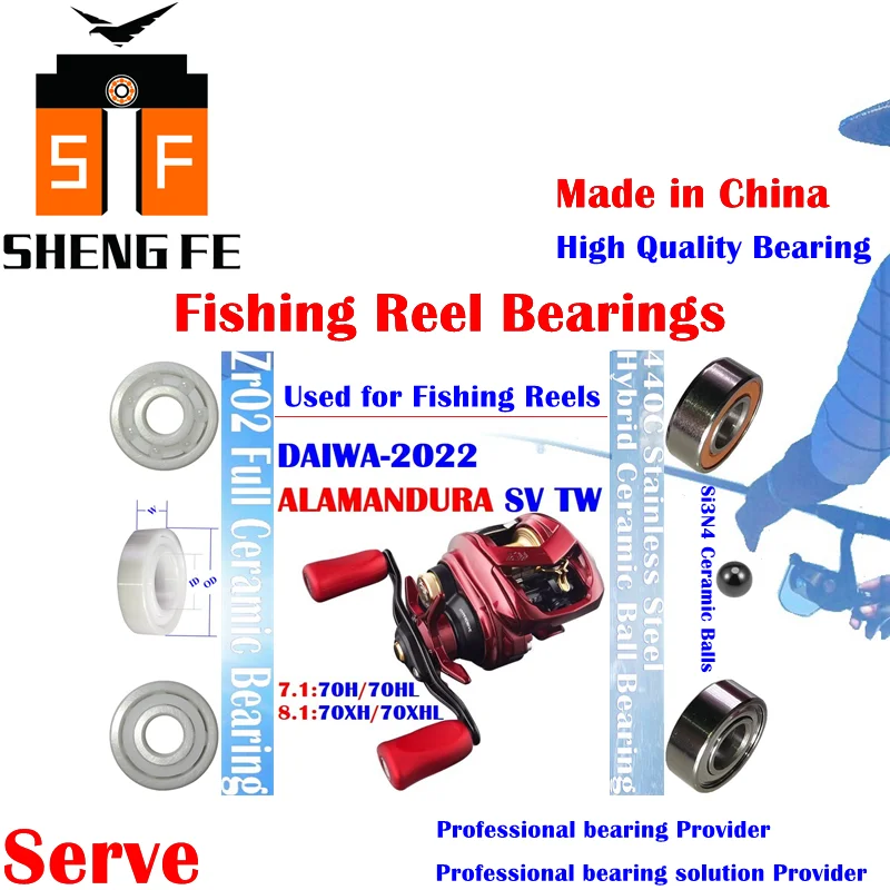 Ceramic Bearings For 2022 DAIWA SALAMANDURA SV TW(70H/70HL/70XH/70XHL) Serise Baitcasting Fishing Reels |Ball Bearings