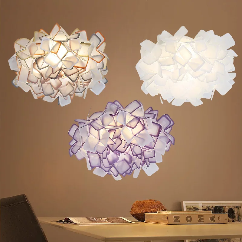 New Design Clizia Suspension Lamp Handcraft Colorful Gradient Acrylic Flower Led Pendant Light Bedroom Dining Room Hanging Light