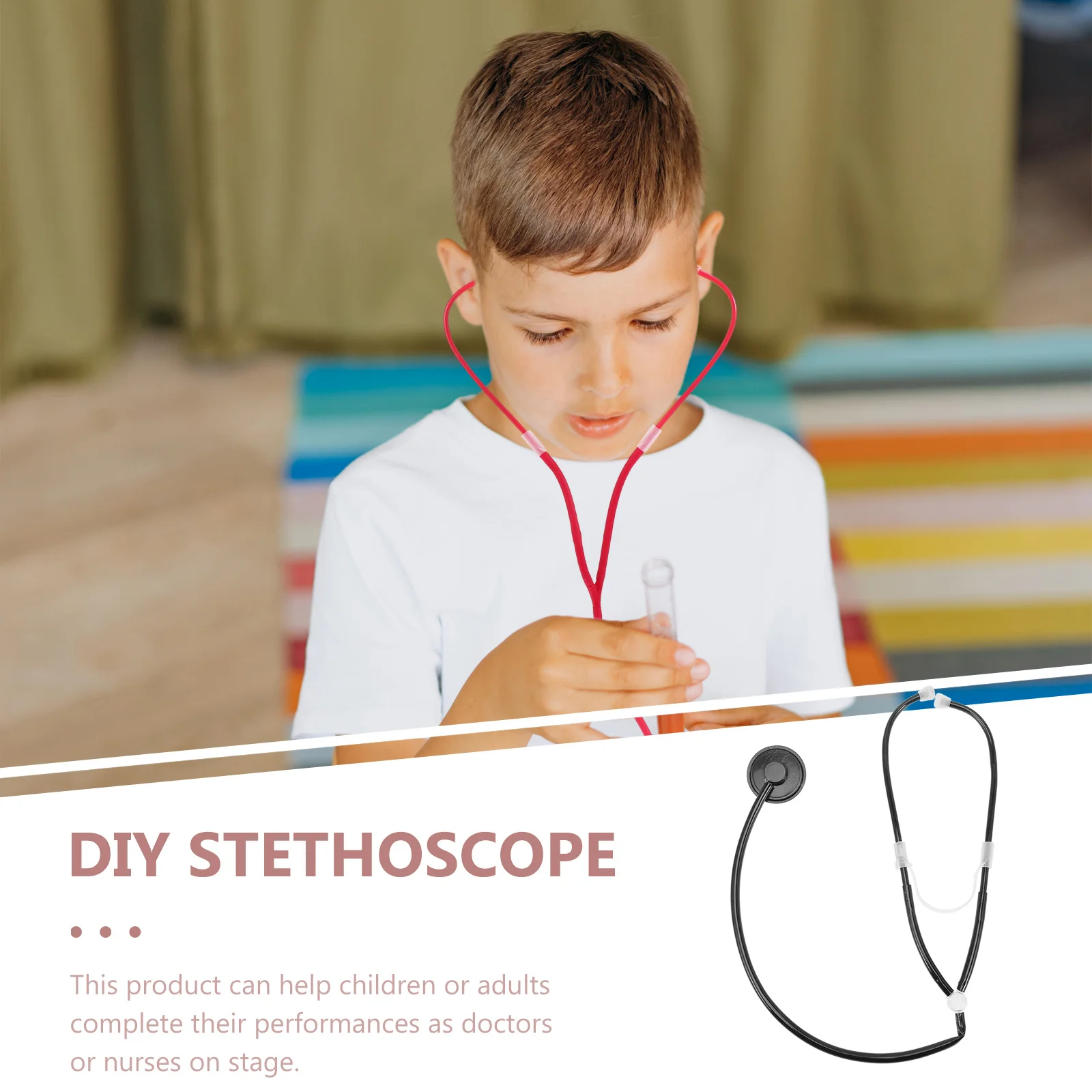 อุปกรณ์ประกอบฉากเครื่องฟังเสียงหัวใจ 4 ชิ้น ทำจากพลาสติกน้ำหนักเบา เหมาะสำหรับการแสดงในโรงเรียน งานคอสเพลย์ ปาร์ตี้ ฟังเสียงหัวใจแบบอินเทอร์แอคทีฟ เพื่อการศึกษา