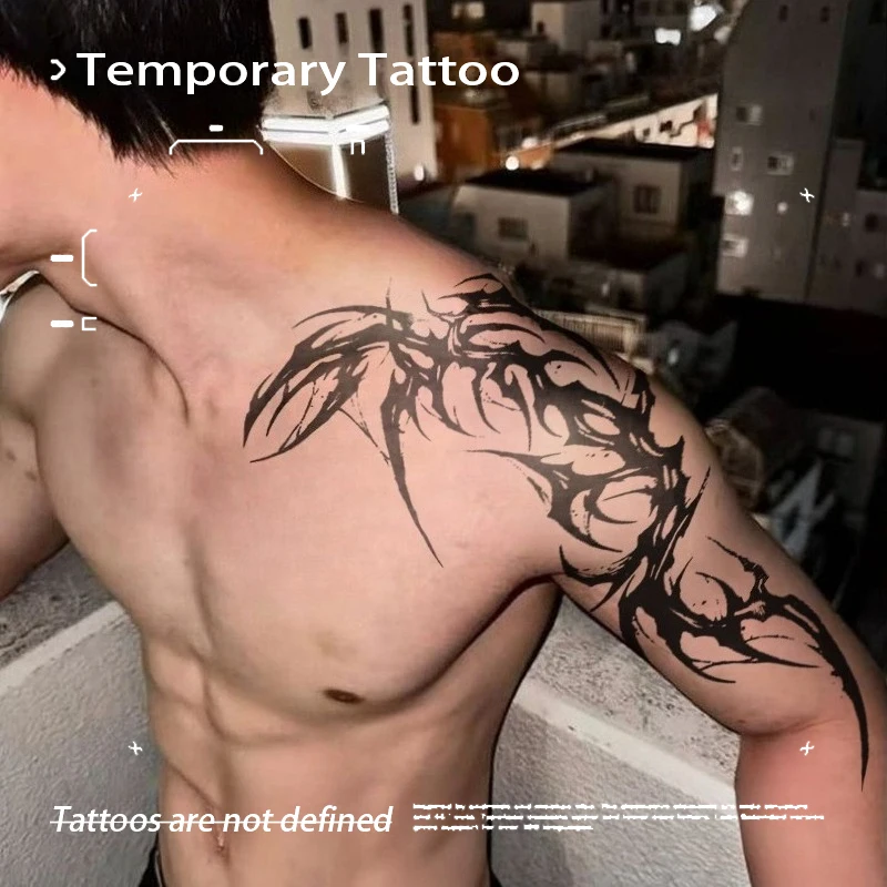 Dark Thorn Scythe Herbal Juice Tattoo Sticker Waterproof Temporary Tattoos Fake Tatto for Women Men Hotwife Stickers Cheap Goods