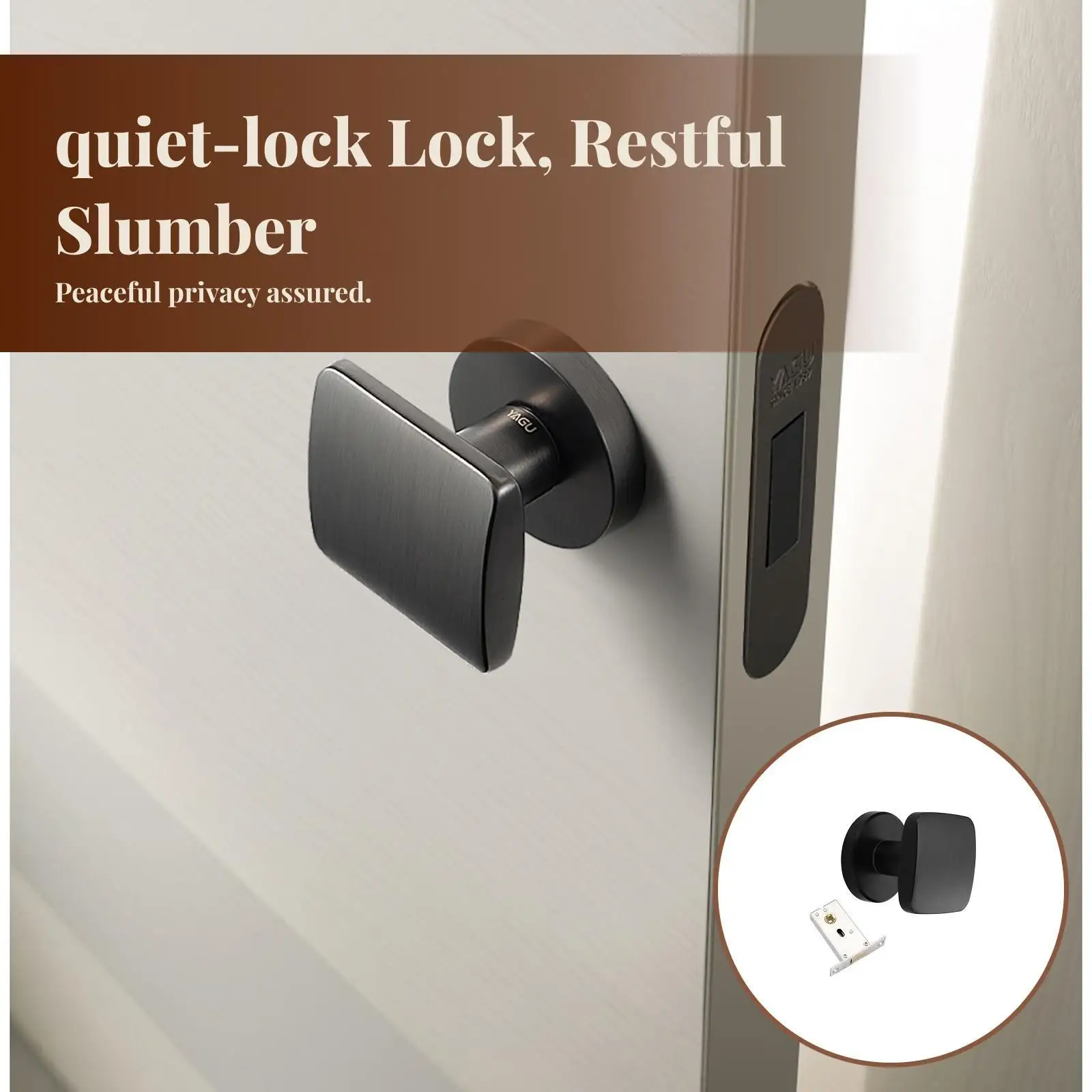 

Invisible Door Locks Interior Door Knob Single Side Modern Square Hidden Hardware for Closet Door Bathroom Hallway Home Decor