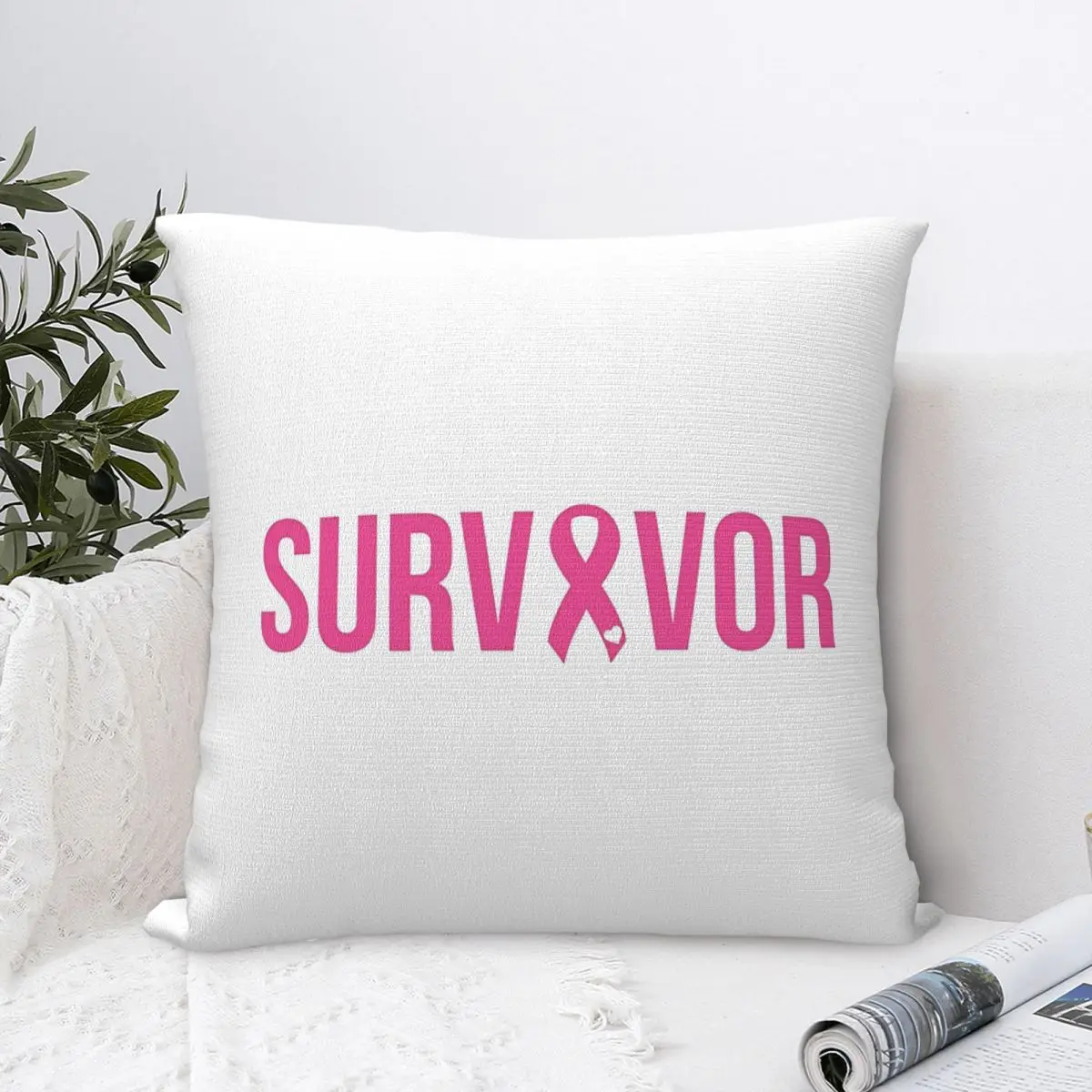 Breast Cancer Survivor Pillowcase Polyester Cushion Cover Decorations Throw Pillow Case Cover Home Square 18'