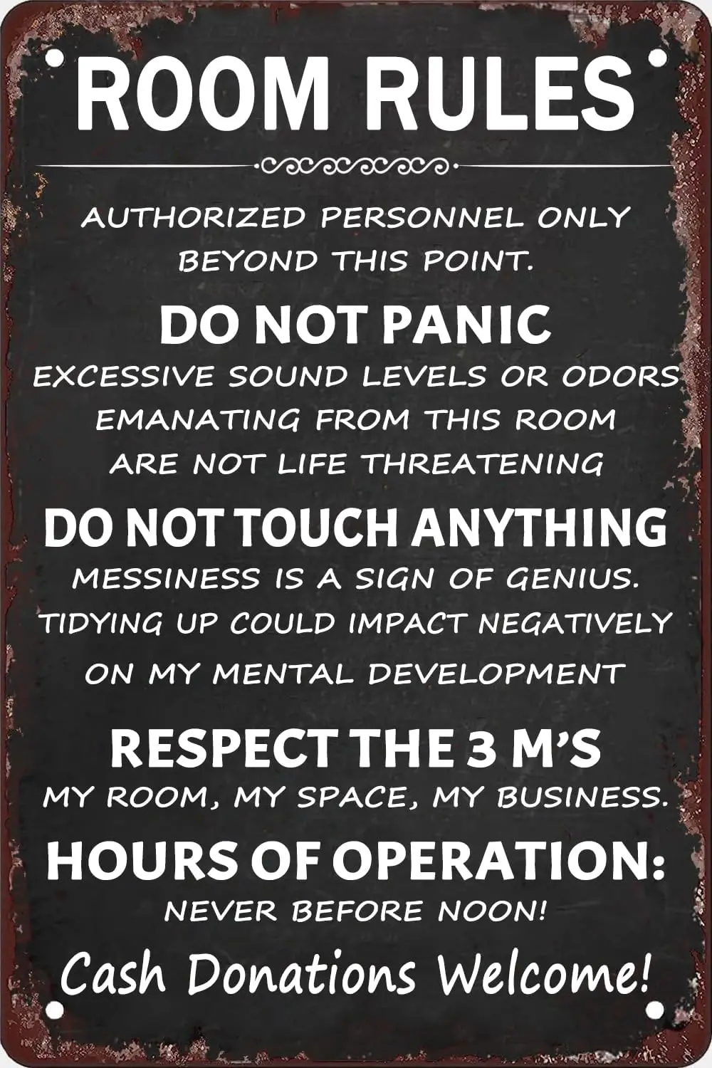 Room Rules Metal Tin Sign Girl Bedroom Decor for Home Bedroom Wall Decor 12 X 8 Inch sign