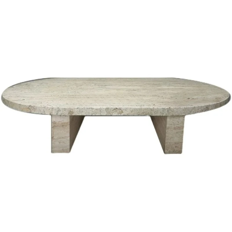 

Nordic modern simple marble coffee table light luxury creative small outdoor living room natural cave stone table