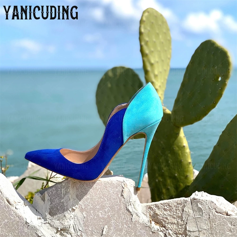 

Pointed Toe Suede Stilettos Petal Stitching High Heels Pumps Sexy Style Slip-On Stiletto High Heels Elegant Style Banquet Heels