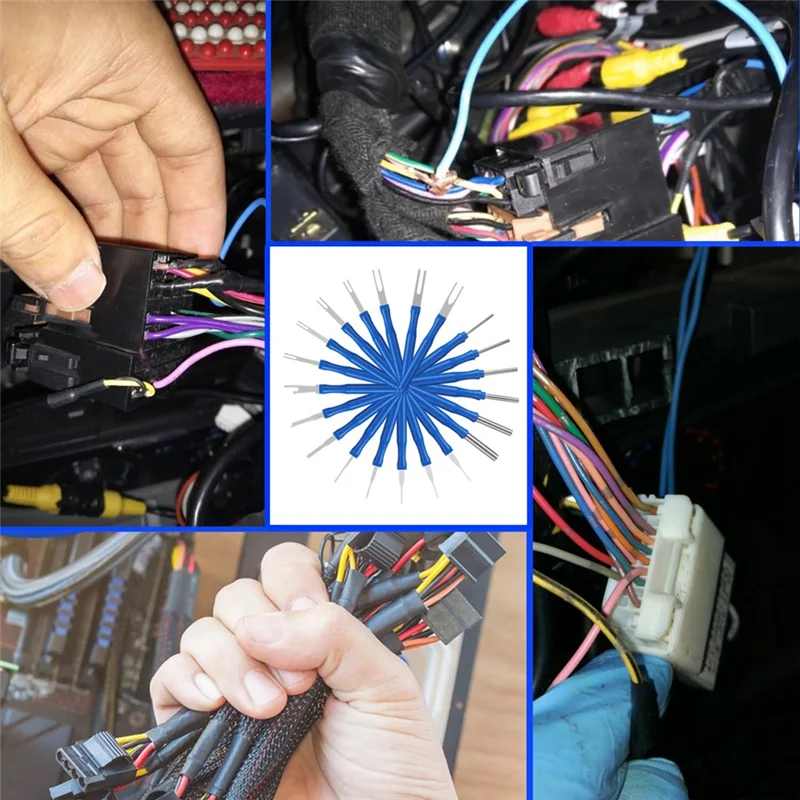 21 Uds Kit de herramientas de extracción de terminales de coche enchufe de Cable quitar Extractor de Cable eléctrico conector de engarzado Extractor de pines duradero azul