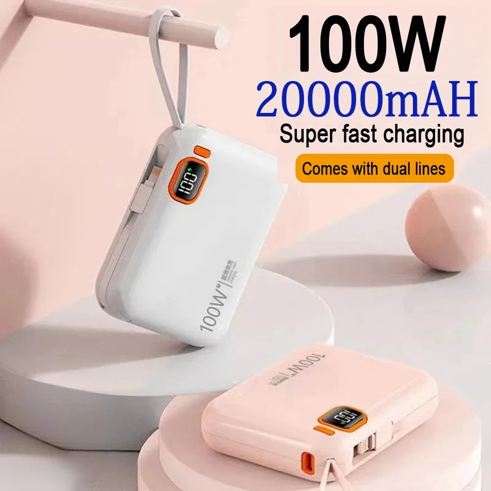 

Mini 100W Super Fast Charging 20000mAh Comes with Cable, Large Capacity Power Bank Portable Apple Huawei Universal