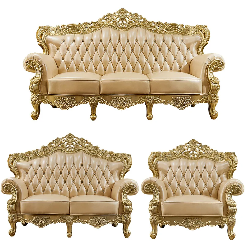 

Sofa 123 combination living room sofa leather sofa hand-carved