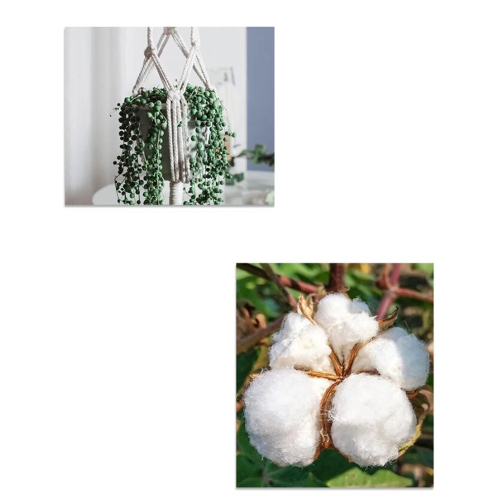 

H Woven Cotton Rope Hanging Basket Potted Plant Net Pocket Flower Basket Decor Home Office Restaurant Garden Supplies Unique