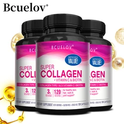 Bcuelov Collagen + Vitamin C + Biotin Supplement - For Skin, Joint Health, Energy Supplement, Immune Support, Non-GMO