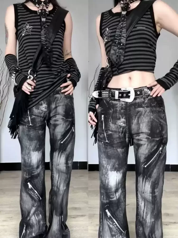 Subculture Y2k Micro-horn Jeans Women's Summer Design Sense American High Waist Thin Large Size Zipper Pants