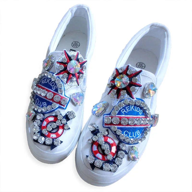 Women Casual Sneakers Fashion Pearl Design Little White Shoes Light Slip-on Round Head Breathable Flat Woman Handmade Shoes