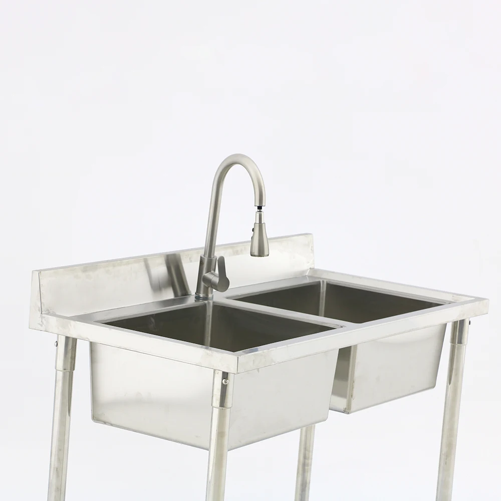 Eu Certification Restaurant Stainless Steel Commercial Sink Drain Table Fish Cleaning Table with Sink