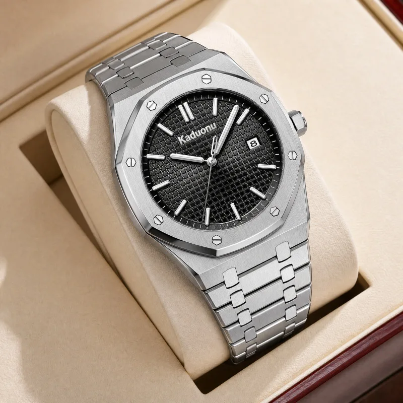 Men's Octagonal Design Quartz Watch