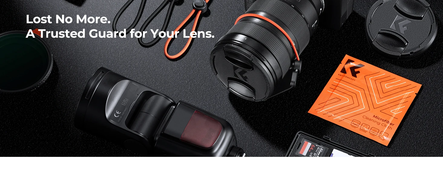 K&F CONCEPT Vorderer Objektivdeckel Set 7-in-1 Mittelklemme Anti-Verlust Halter Mikrofasertuch für Canon Nikon Sony Fujifilm – Detail 2