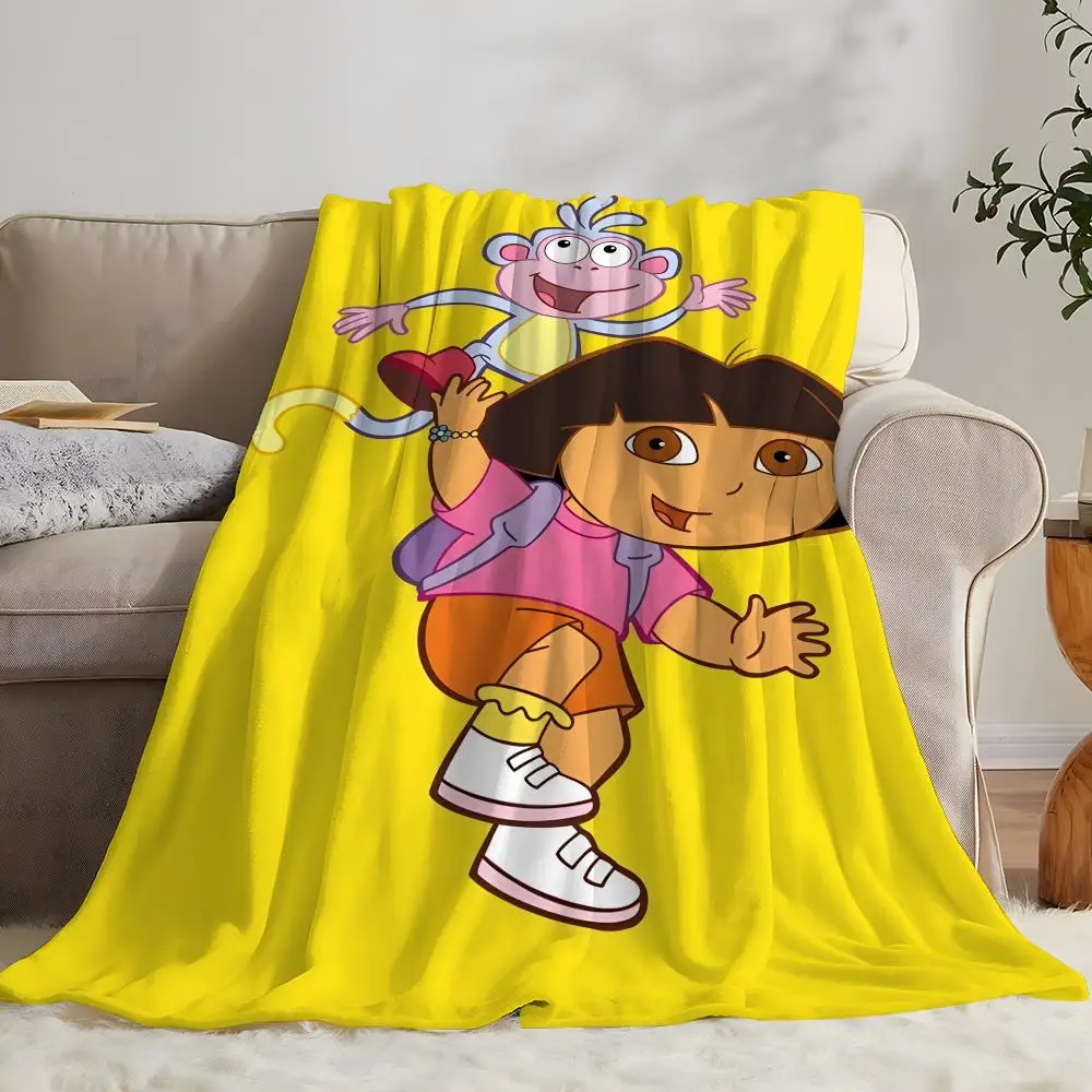 CARTOON D-Dora the ExplorerS Throw Soft Coral Fleece Blanket 310gsm Fluffy Warm Throw for Sofa Bed Couch Bedroom Decor
