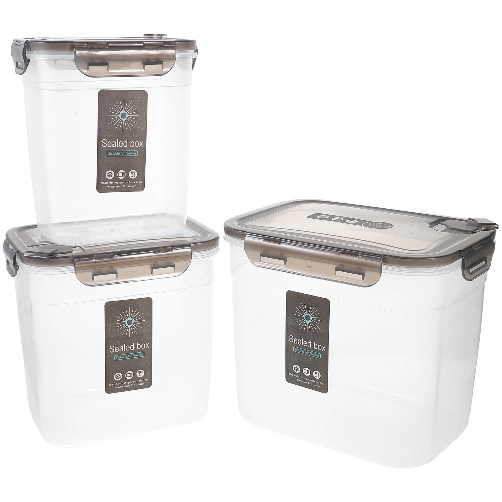 3 قطعة حاويات تخزين المواد الغذائية البلاستيكية مع أغطية صناديق شفافة قابلة للتكديس للحبوب والوجبات الخفيفة والفواكه والخضروات المختومة والرطوبة