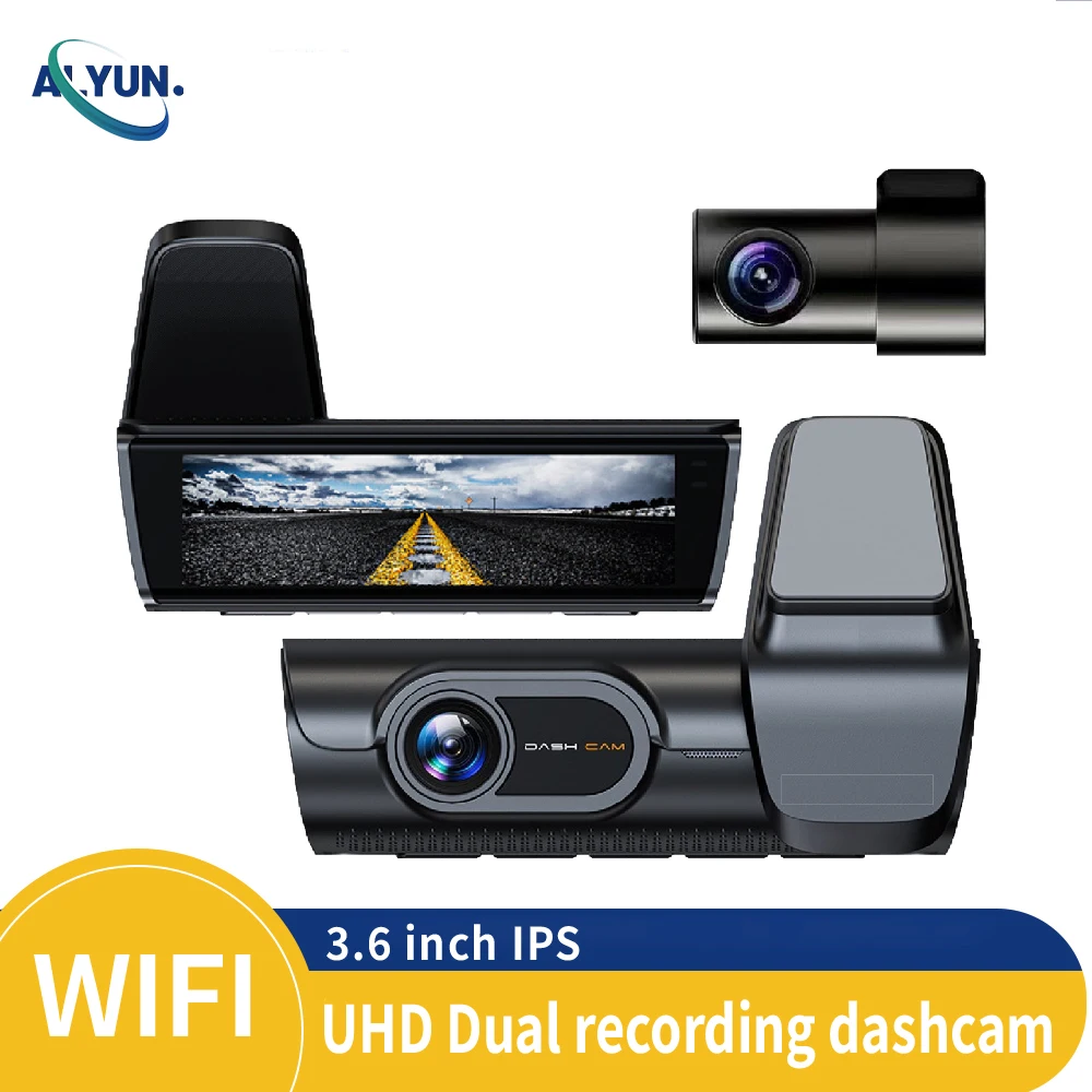 3.6Inch IPS ADAS UHD 4K Dash Cam WiFi Car DVR Front Rear Dual Lens Wide Angle Super Night Vision Loop Recording