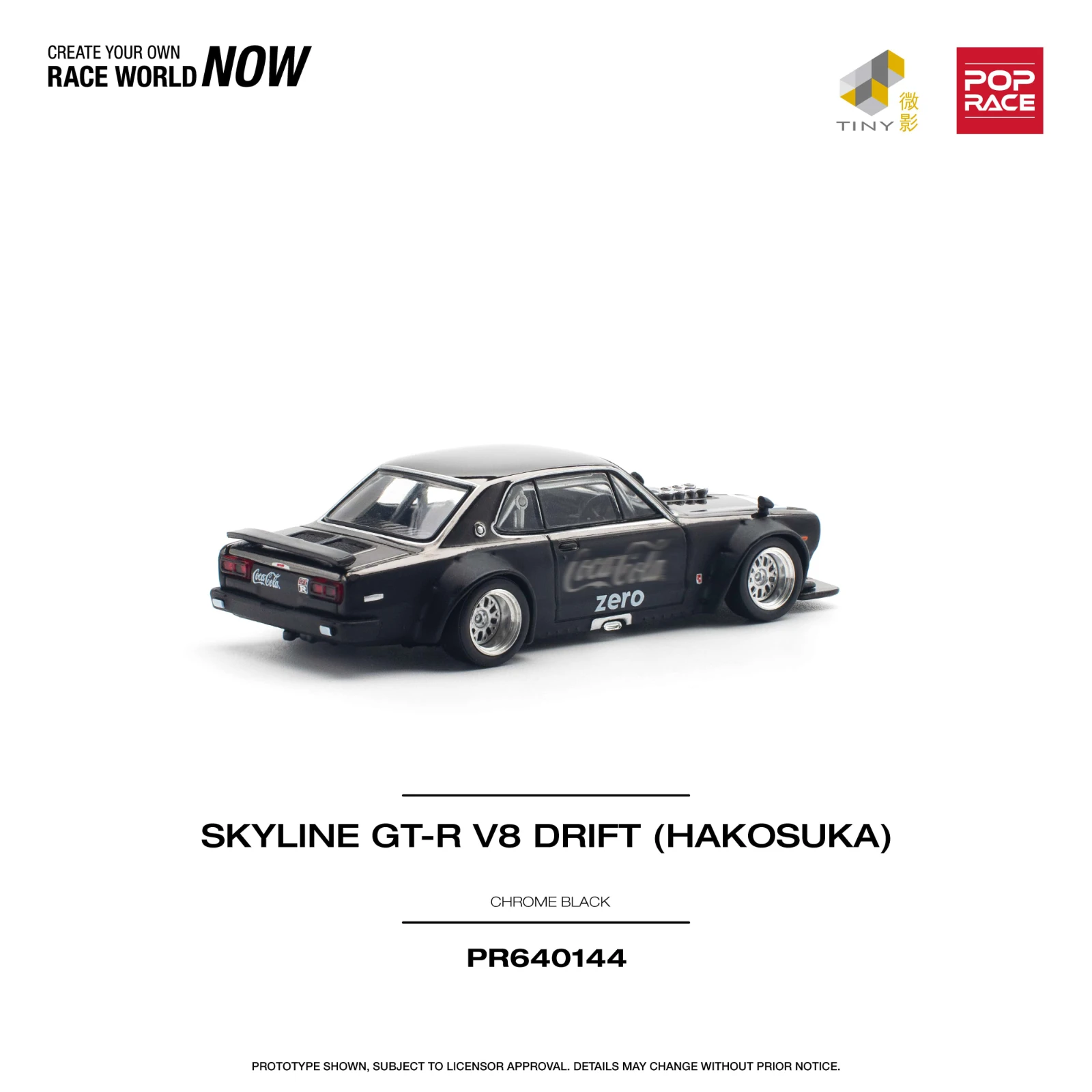 PreSale Pop Race 1:64 Skyline GTR KPGC10 Hakosuka V8 Drift Chrome Black Zero Diecast Diorama Car Model Toy