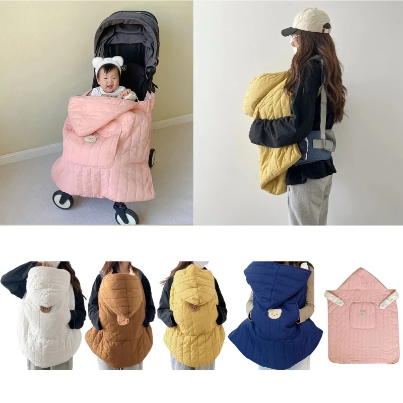 Baby Wrap Blanket Winter Stroller Sleeping Blanket Windproof Carriers Cover Embroidery Bear Blanket Infants Shower Gift