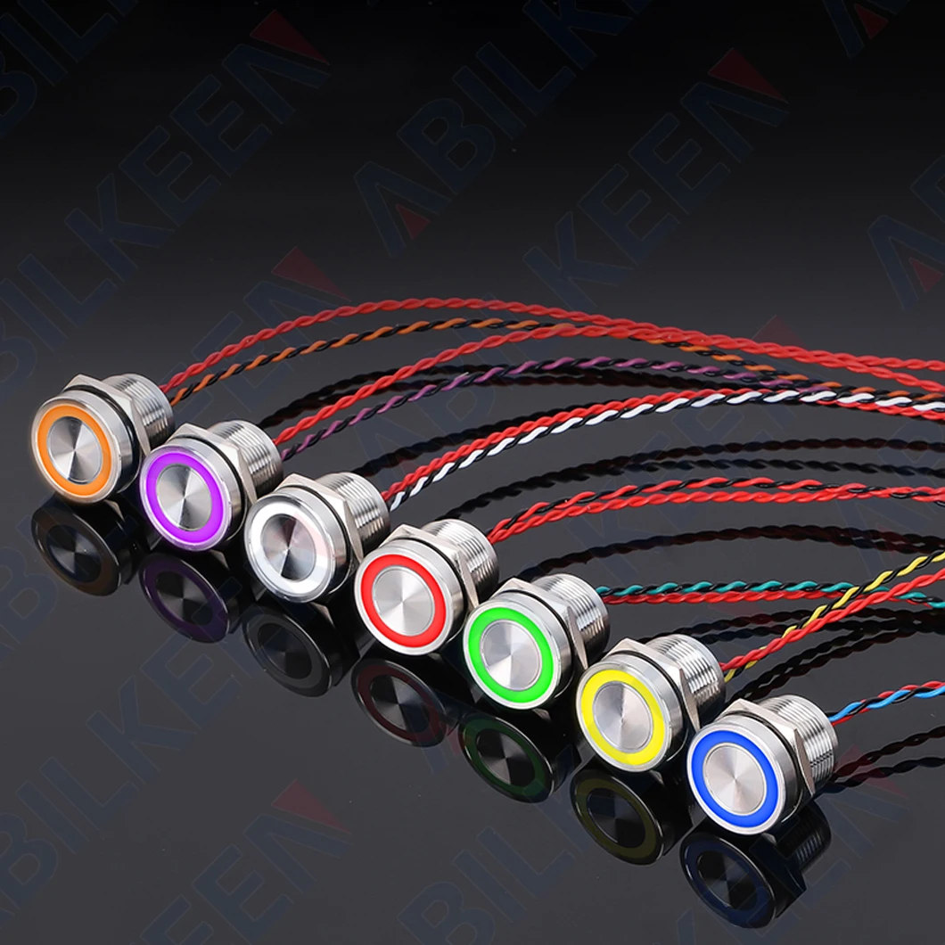 

ABILKEEN 19 мм светодиодный кольцевой светильник, пьезоэлектрический переключатель 1НО IP68, водонепроницаемый сенсорный чувствительный к давлению переключатель мгновенного/фиксации DC3 ~ 24