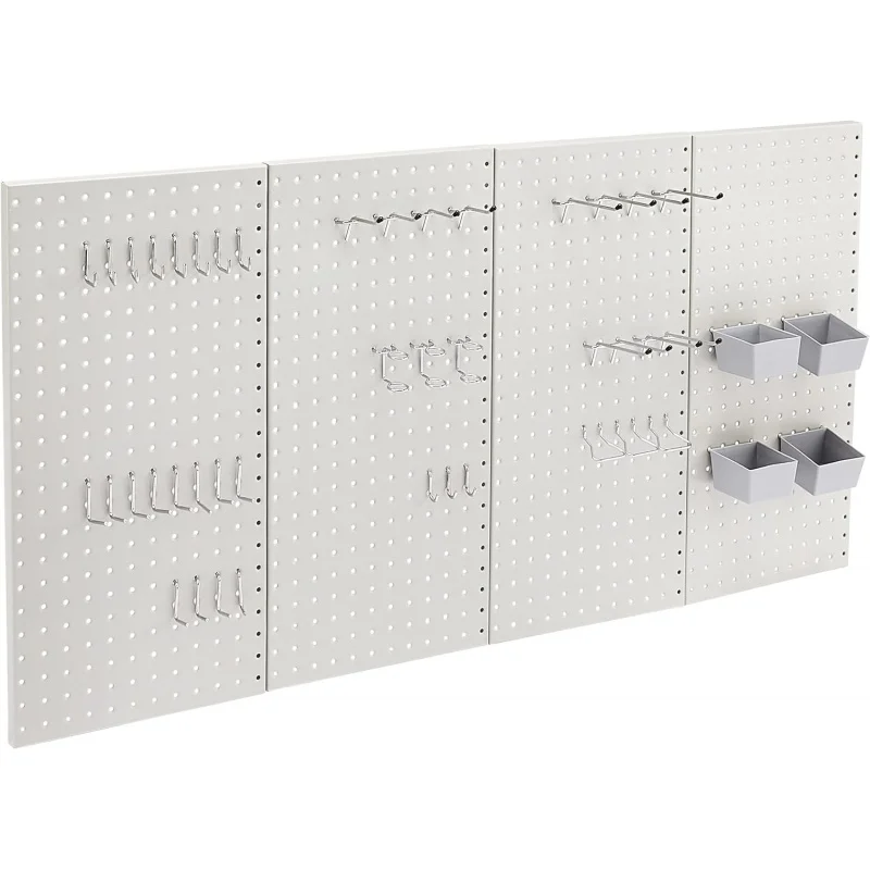 Rectangular Metal Pegboard Kit, Rust and Scratch Resistant - 48 Pieces, Gray