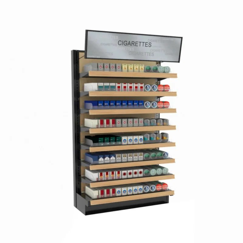 custom.KEWAY Smoke Shop Display Rack Shelves Adjustable Spring Pushers Wallcase Display Cabinet with Acrylic P