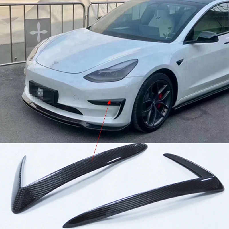 

For Tesla Model 3 Dry Carbon Fiber Front Air Knife Guard Trim Body Kit Auto Parts Appearance Modification 2017-2022