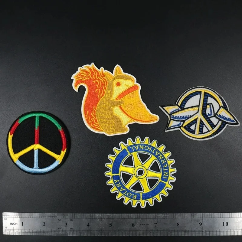Cartoon Squirrel Cloth Sticker Rainbow Peace Gear Children's Clothing Accessories Adhesive DIY Sticker Patches Clothing