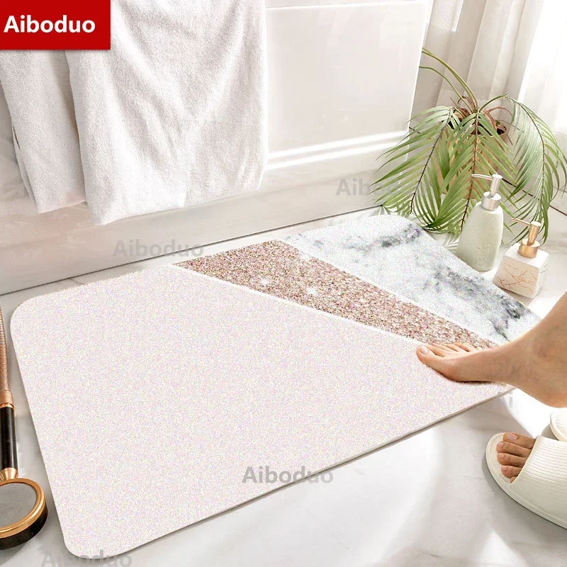 INS Style Pink Marble Print Bathroom Non-silp Doormat Suitable for Living Room Entrance Decorations Accessories Pad Bedroom Rugs