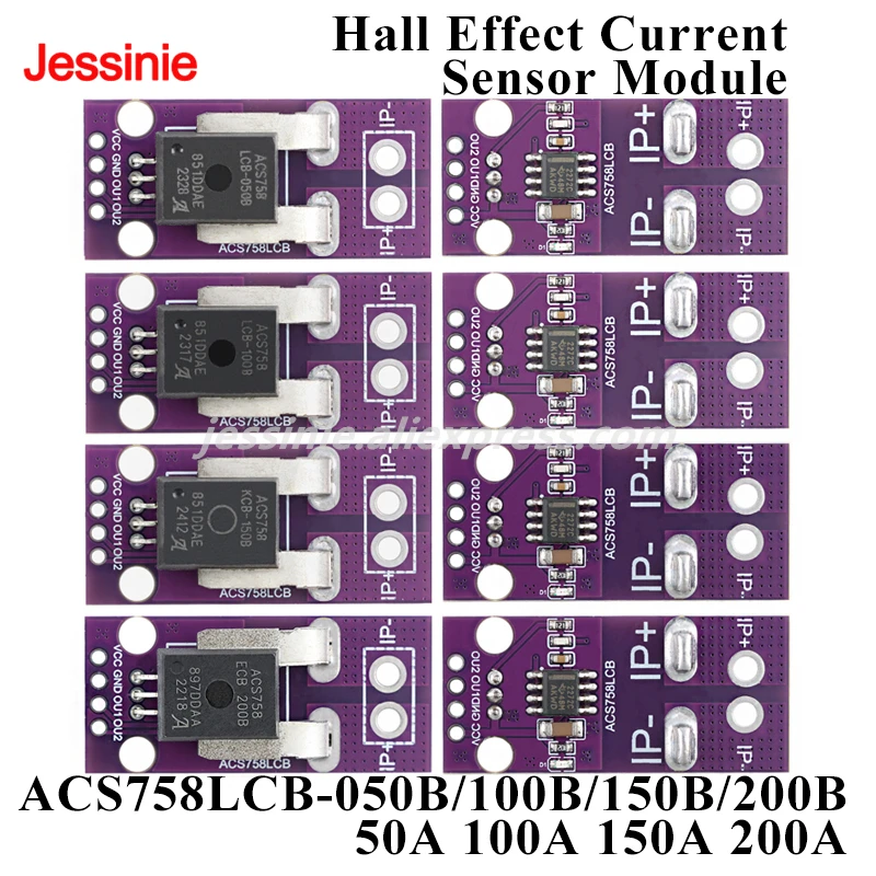 2 Stück/1 Stück ACS758LCB-050B ACS758LCB-100B ACS758KCB-150B ACS758ECB-200B Hall-Effekt-Stromsensormodul 50A 100A 150A 200A ACS758