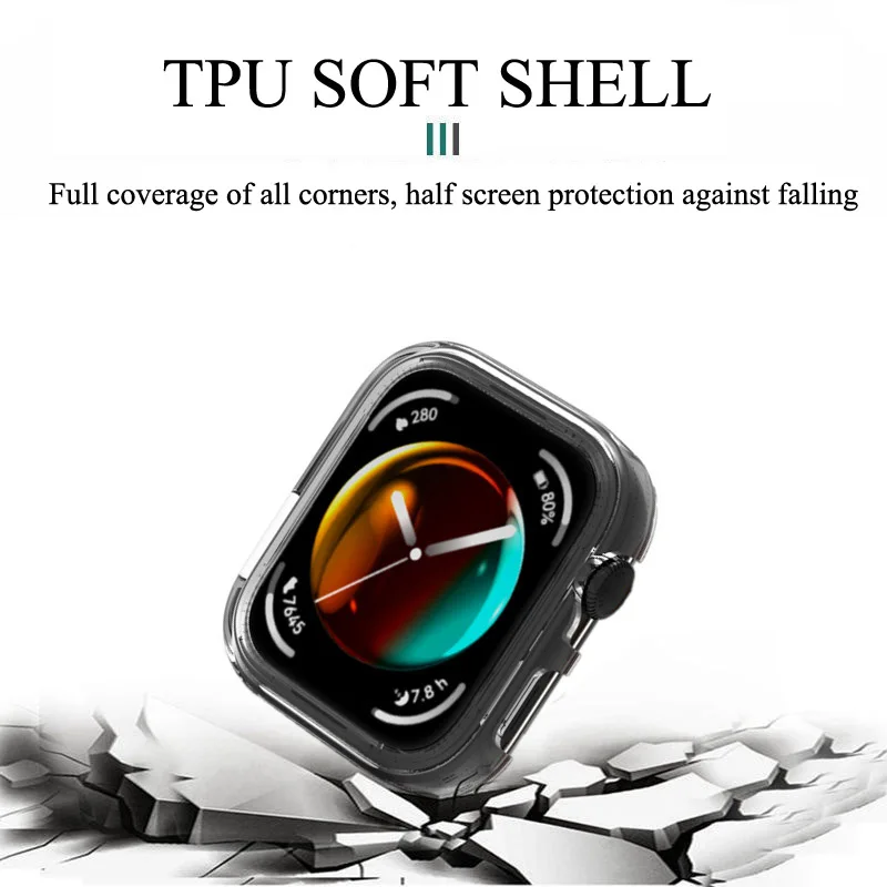 화웨이 워치 핏 3 스마트 워치 보호 케이스, 보호대 프레임, 소프트 크리스탈 클리어 TPU 케이스, 화웨이 핏 3 커버용