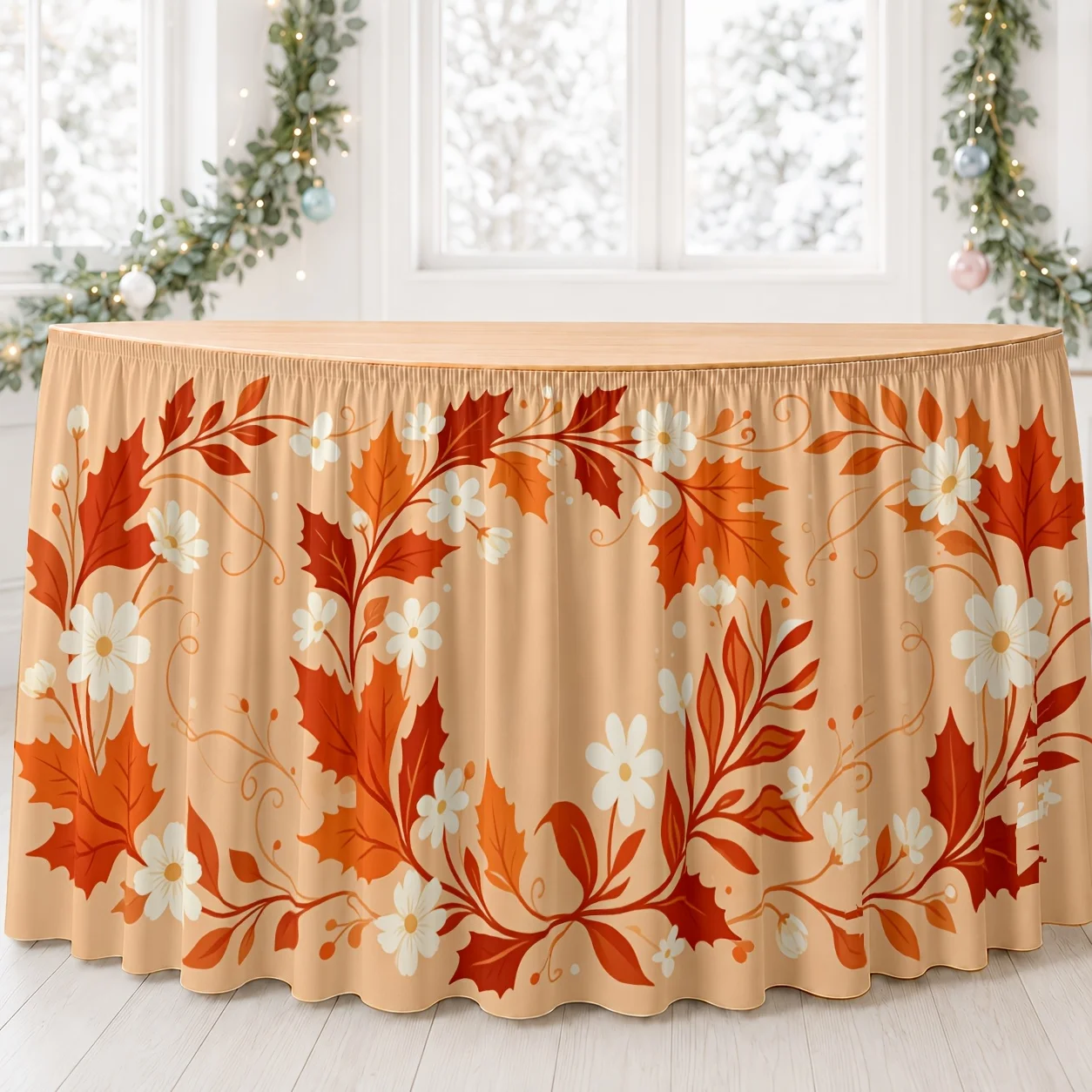 Table skirt / tableskirt Autumn Maple leaves Flowers Vine tendrils Warm and elegant Harvest festivalzyc