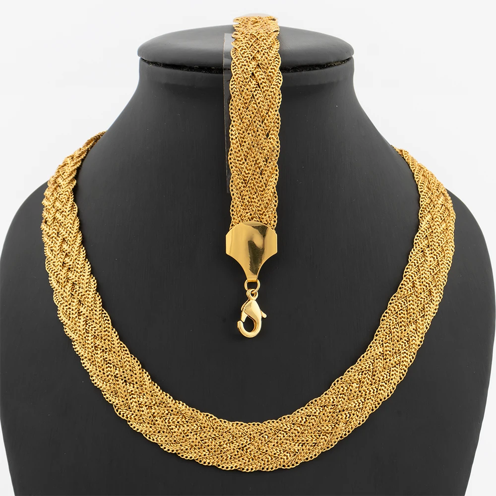 YM 10MM Woven Chain for Women Gold Plated Necklace and Bracelet 40CM Hollow Chain Dubai Africa Luxury Punk Jewellery Accessaries