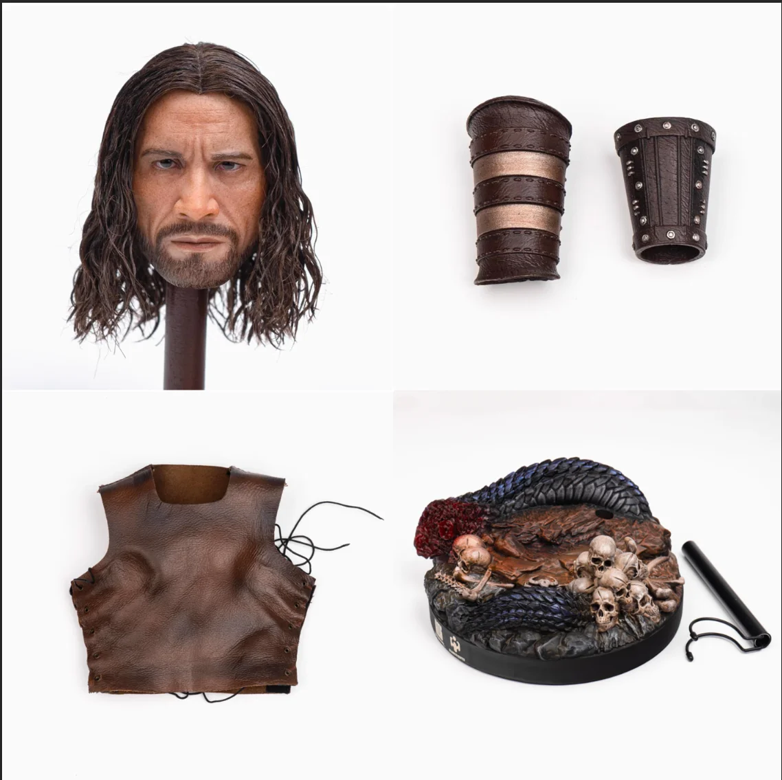 

HHMODEL HAOYUTOYS HH18077 1/6 Soldier Head Carving Armor Arm Protector Leather Clothing Skirt Belt Platform Body Model In Stock