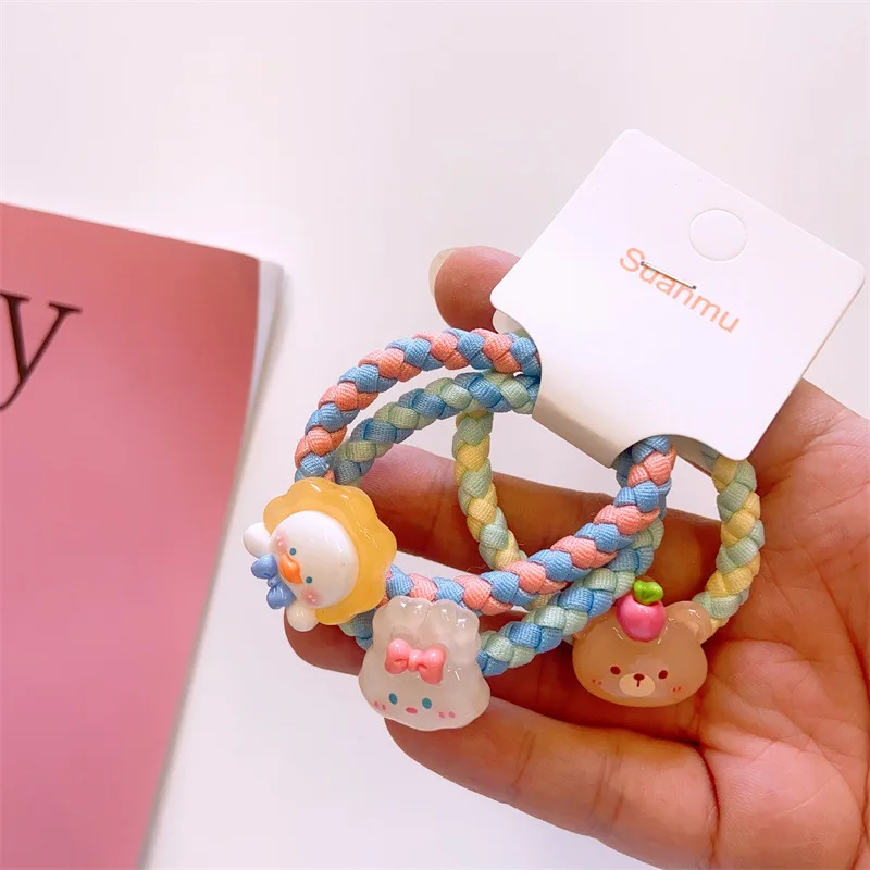 3 teile/satz Kinder kawaii Blume Frucht Haar gummi Baby bunte Herz Haar Seil elastische Haar Gummibänder für Mädchen niedlichen Haar bänder Geschenk – Detail 9