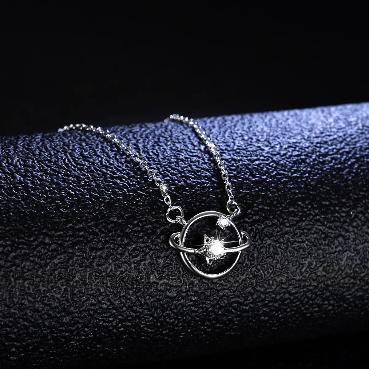 Lumira Platinum PT950 10-point Moissanite Necklace, Personalized Women's Planet Pendant Clavicle Chain Gift