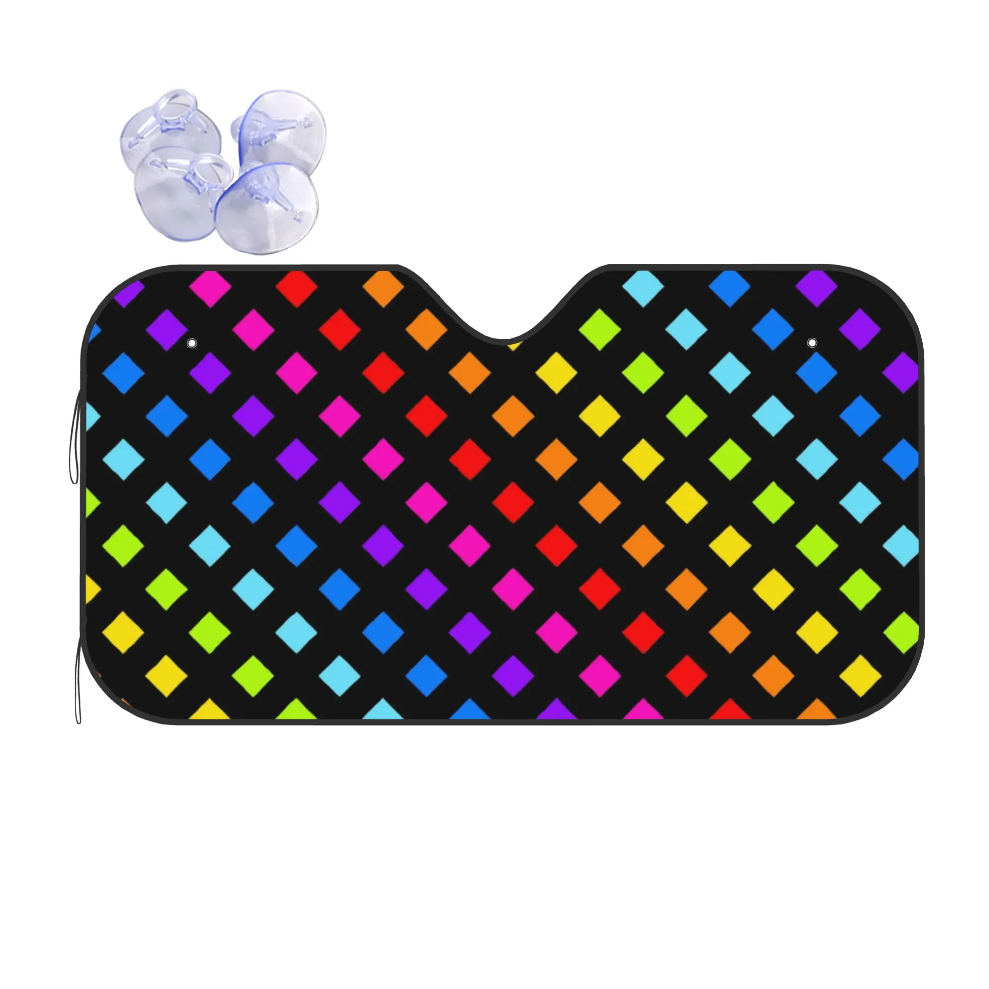 Car Front Windshield Sun Visor Heat Insulation Cover Rainbow Checkers Checkered Car Sun Shade  Covers Car Solar Protection