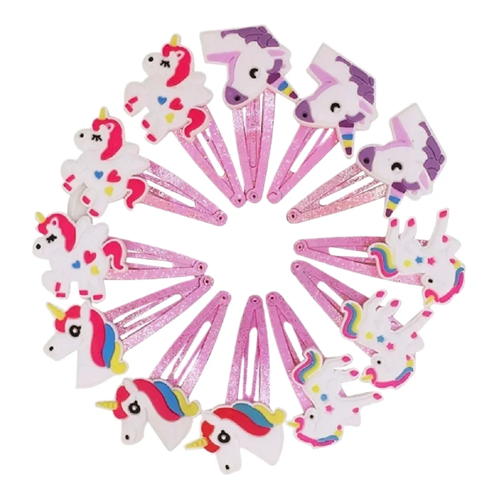 10pcs/lot Unicorn Hair Clips Cartoon Animal Hairpins Cute Kids Headwear Baby Girls Hair Accessories Photography Props Gifts