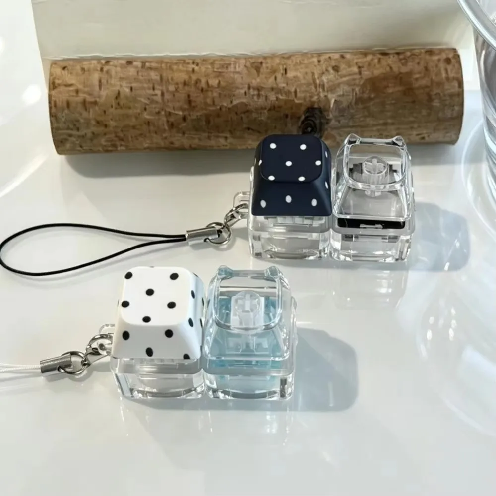 Dot Keycap Fidget Keychain Push Button Light Up Mechanical Keyboard Keycaps Keyring Glowing 2-Key Finger Button Press Keychain