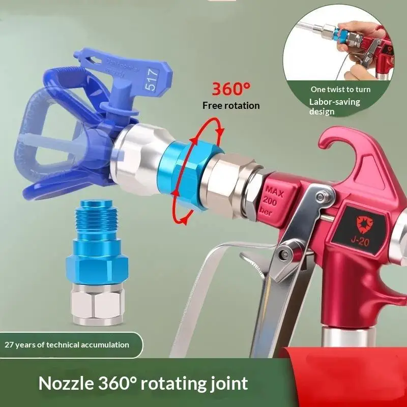 360 Degree Rotatable Airless Paint Sprayer Adapter Aluminum Alloy High Pressure Leak Resistant Swivel Joint Coating