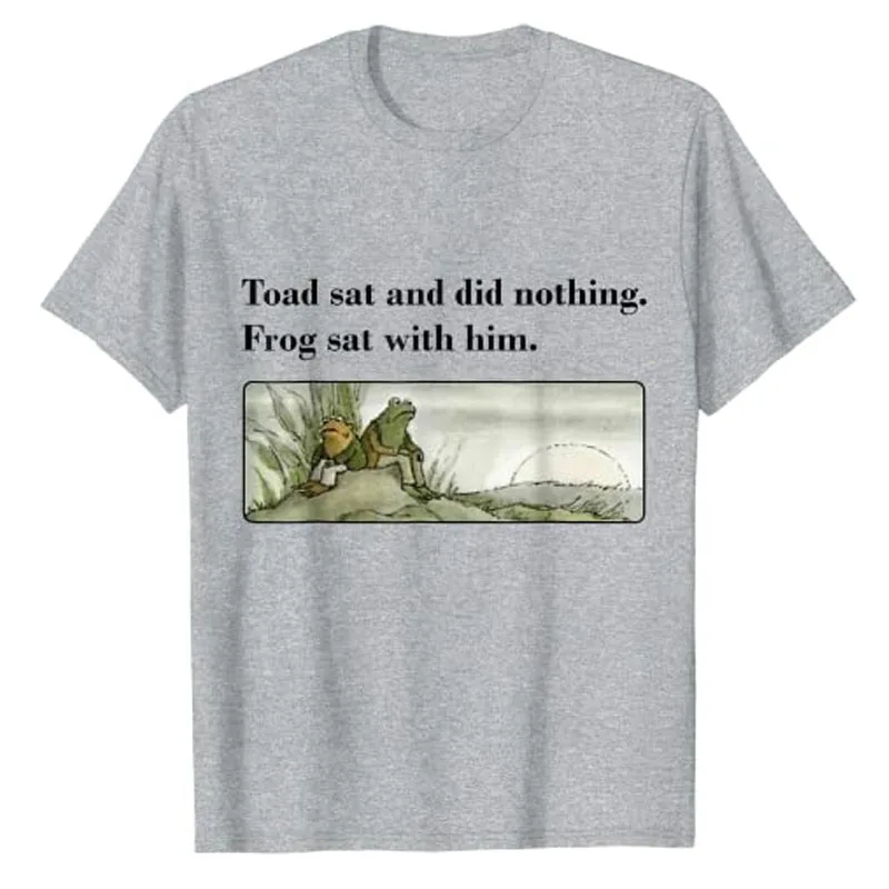 Toad Sat and Did Nothing Frog Sat with Him Apparel T-Shirt Funny Sayings Graphic Tee Tops Aesthetic Clothes Short Sleeve Blouses